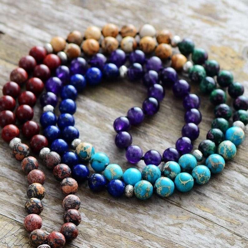 108 Beads Mala Necklace-Mala Prayer Tassel Necklace-Spiritual Yoga Meditation Balance Necklace Mental Health Protection - BrahmatellsStore