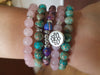 108 Mala Beads Necklace with Rose Quartz, Amazonite, and Jasper | Lotus Charm Meditation Mala | Brahmatells - BrahmatellsStore
