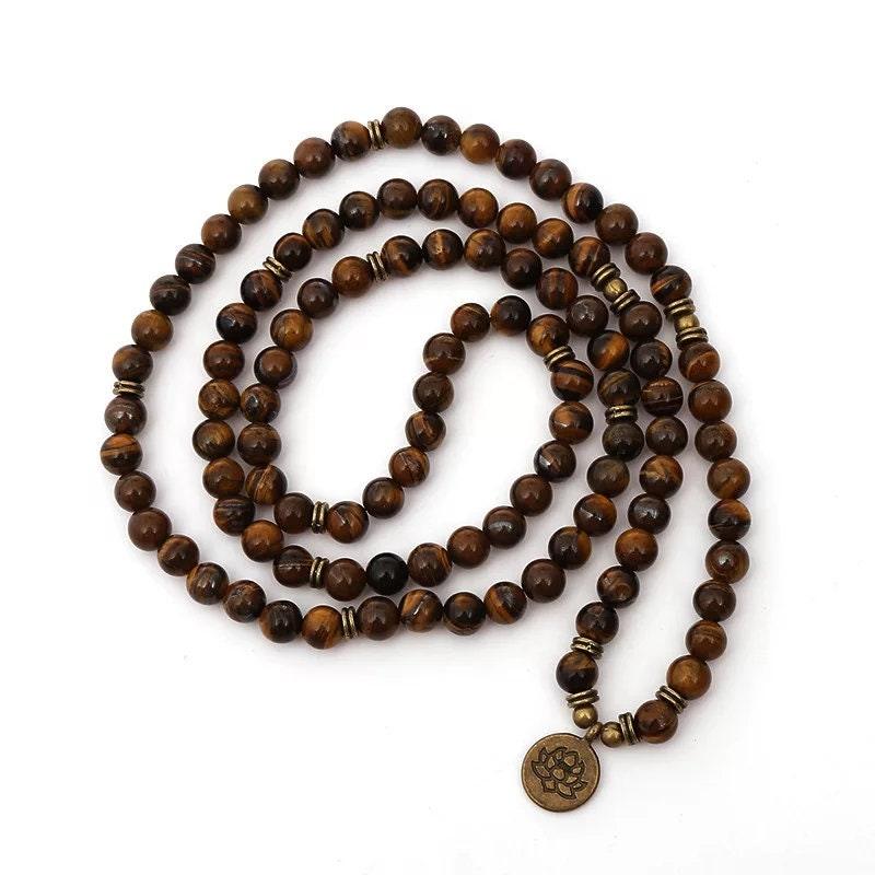 108 Tiger Eye Stone Mala - Enhance Focus & Clarity | Brahmatells - BrahmatellsStore