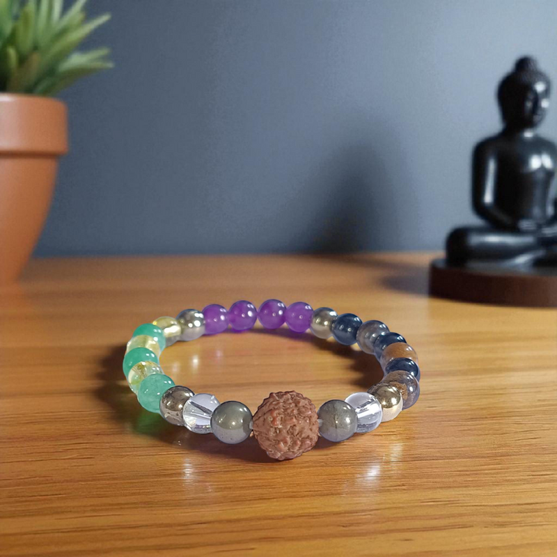 CelestiTrio Balance Bracelet – Multi‑Stone & Rudraksha
