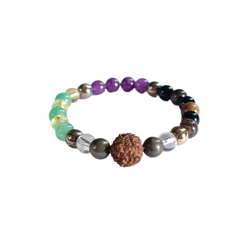 CelestiTrio Balance Bracelet – Multi‑Stone & Rudraksha