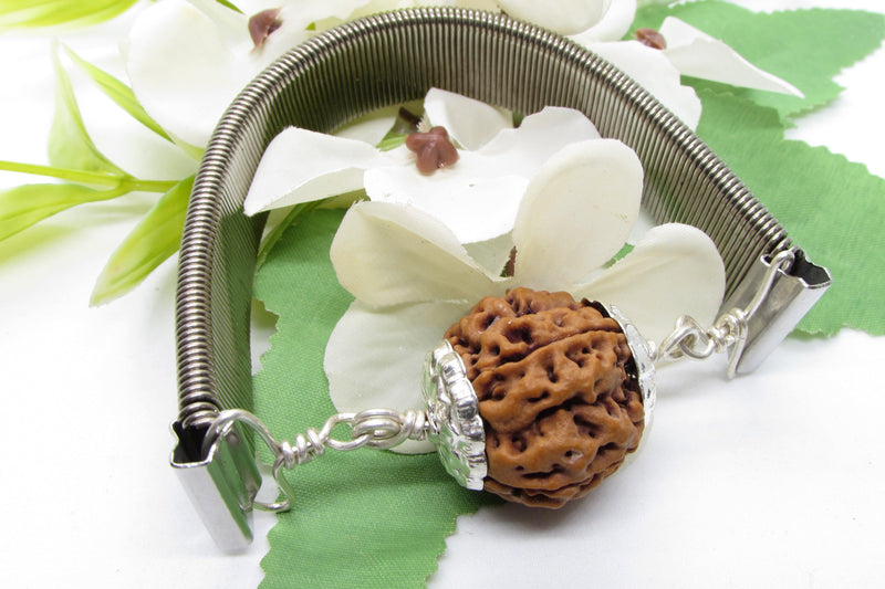 5 Mukhi Rudraksha Bracelet with Silver Pendant - Spiritual Elegance | Brahmatells - BrahmatellsStore