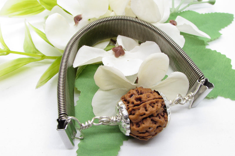 5 Mukhi Rudraksha Bracelet with Silver Pendant - Spiritual Elegance | Brahmatells - BrahmatellsStore