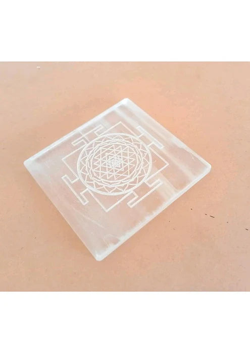 Brahmatells Selenite Shree Yantra Charging Plate.