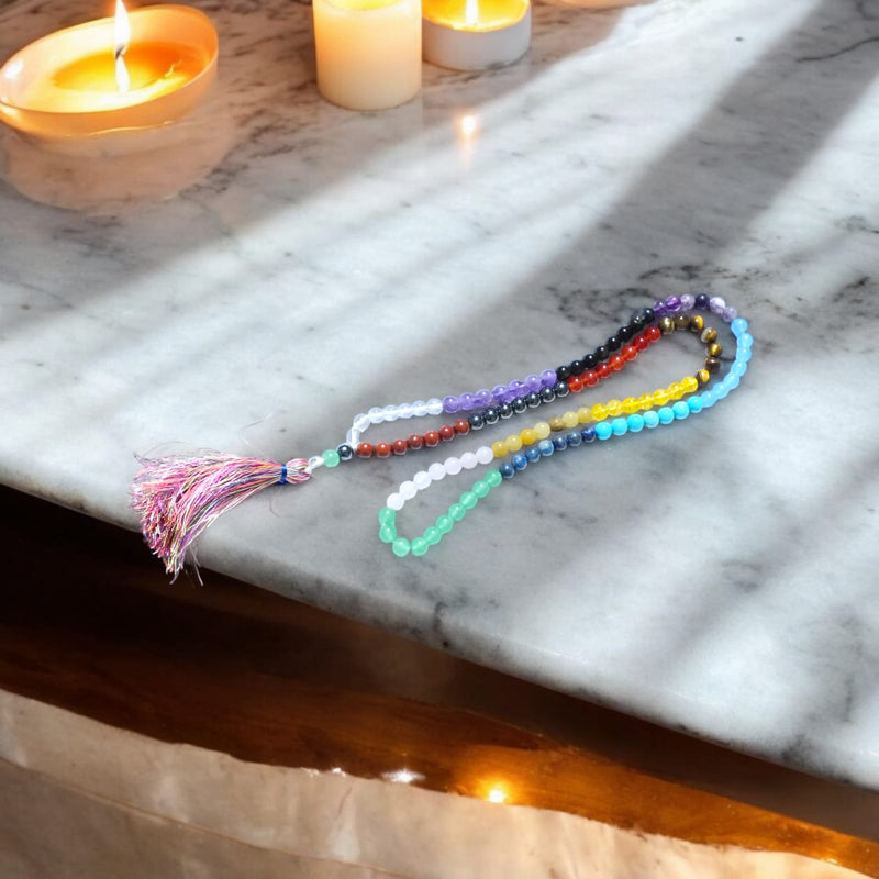 7 Chakra Activation Crystal Mala – Spiritual Balance & Energy Healing - BrahmatellsStore