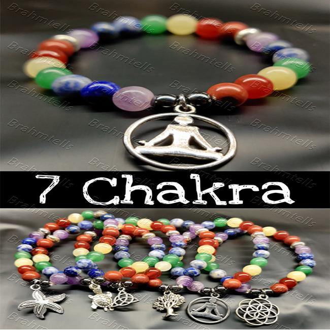 7 Chakra Healing Bracelets with Hematite & Spiritual Symbols | Brahmatells - BrahmatellsStore
