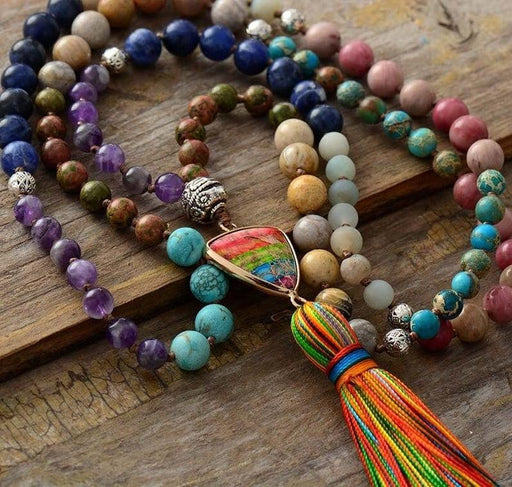 7 Chakra Healing Mala Necklace - 108 Natural Stone Beads for Meditation & Spiritual Protection | Brahmatells - BrahmatellsStore