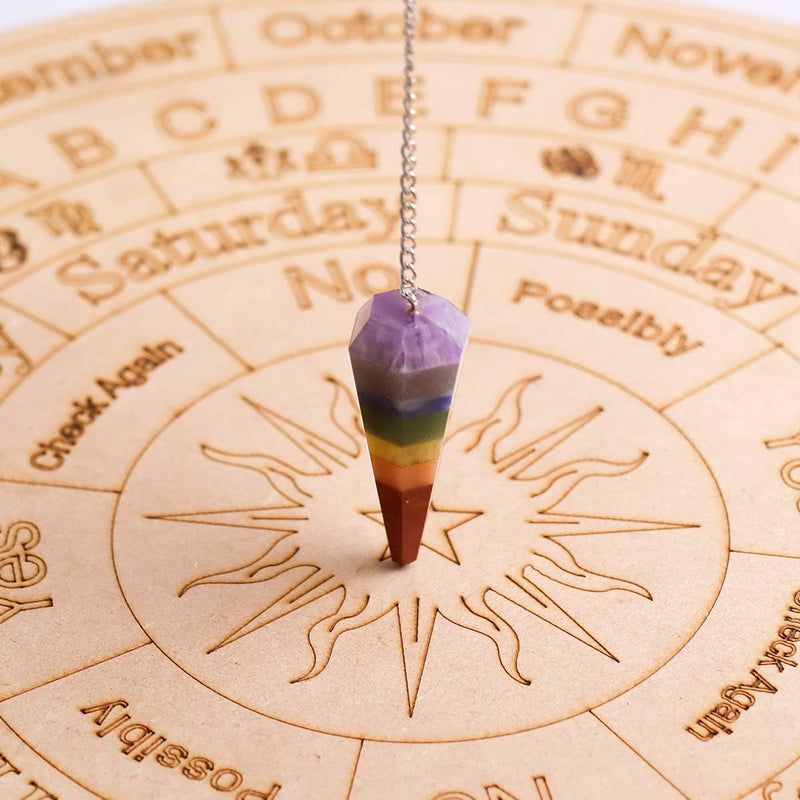 7 Chakra Pendulum Dowser Stone | Crystal Healing by Brahmatells - BrahmatellsStore
