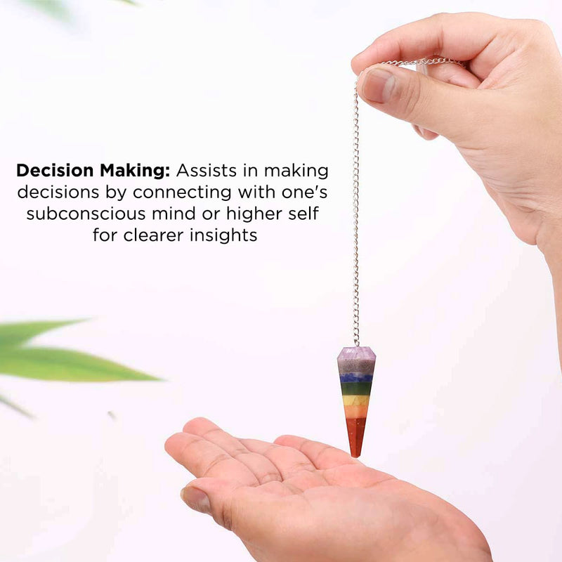 7 Chakra Pendulum Dowser Stone | Crystal Healing by Brahmatells - BrahmatellsStore
