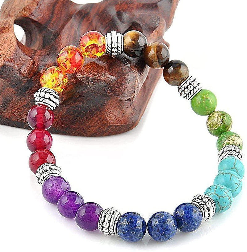 7 Chakra Reiki Gemstone Bracelet | Triple Protection for Men & Women - BrahmatellsStore