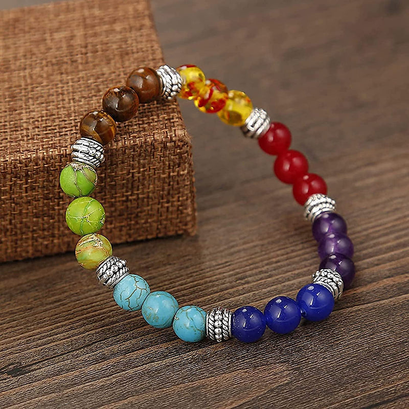7 Chakra Reiki Gemstone Bracelet | Triple Protection for Men & Women - BrahmatellsStore