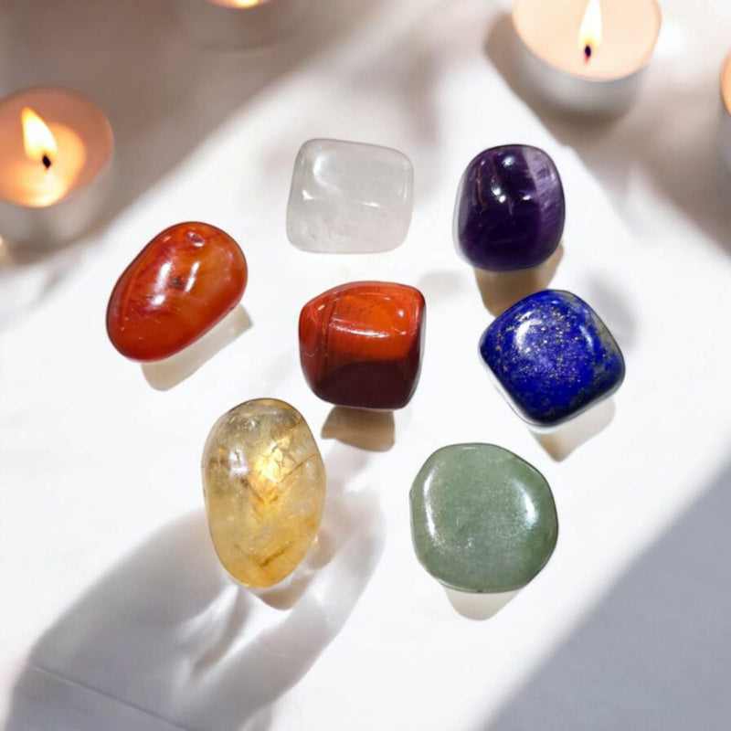 7 Chakra Stones Set for Reiki Healing - Chakra Balancing Tumbles Set - BrahmatellsStore