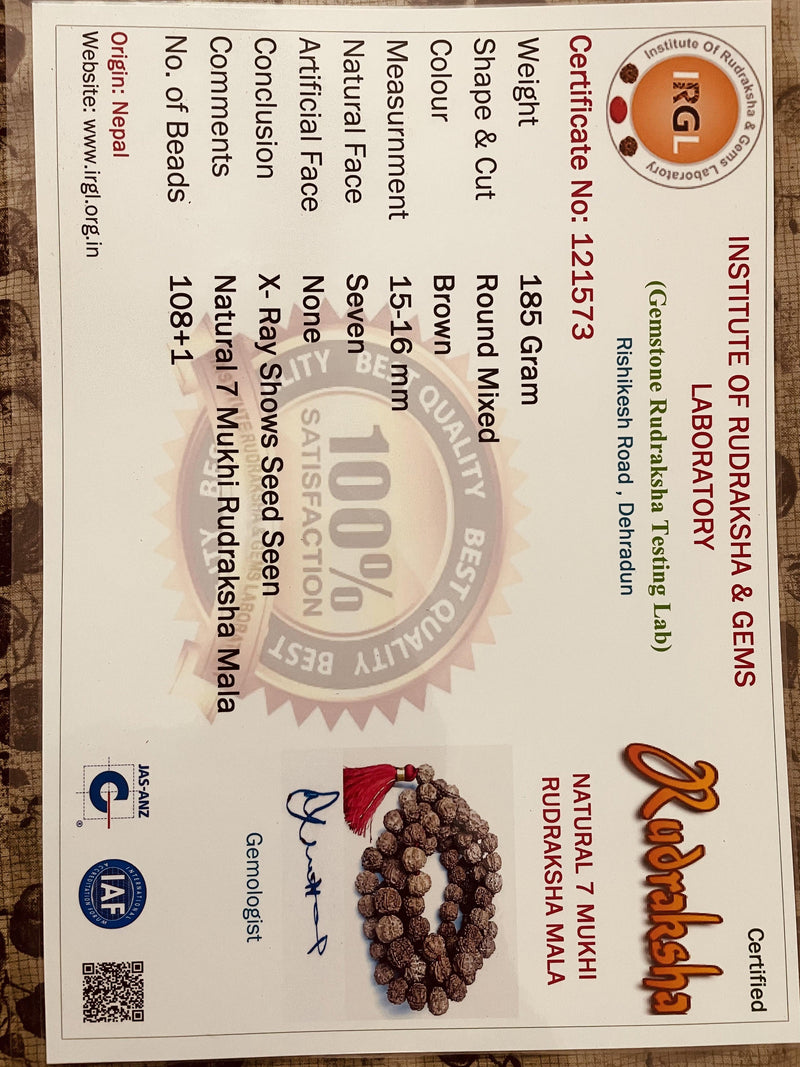 7 Mukhi Rudraksha Mala 108 Beads - Prosperity & Spiritual Growth | Brahmatells - BrahmatellsStore