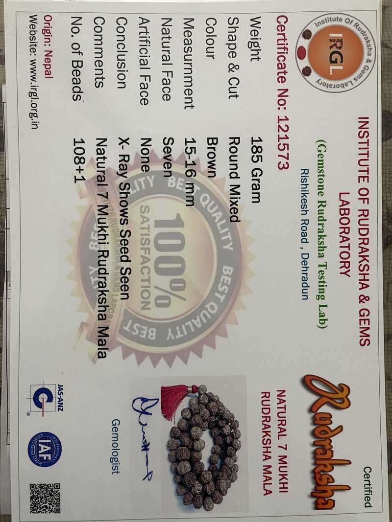 7 Mukhi Rudraksha Mala 108 Beads - Prosperity & Spiritual Growth | Brahmatells - BrahmatellsStore