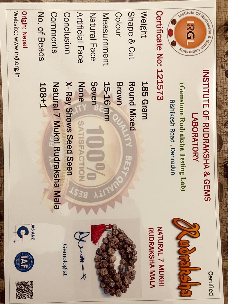 7 Mukhi Rudraksha Mala 108 Beads - Prosperity & Spiritual Growth | Brahmatells - BrahmatellsStore