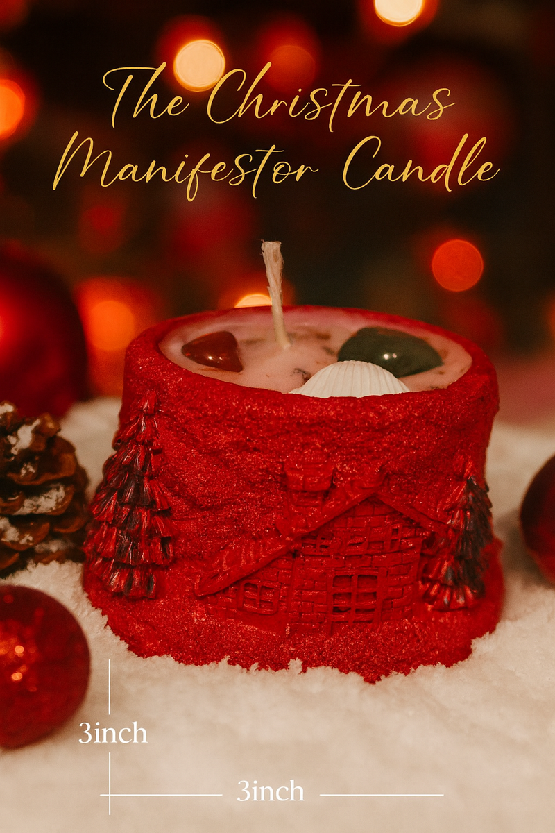 Christmas Manifestor Candle – Handcrafted Crystal Festive Candle