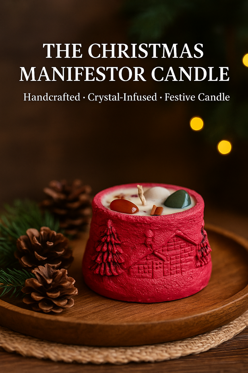Christmas Manifestor Candle – Handcrafted Crystal Festive Candle