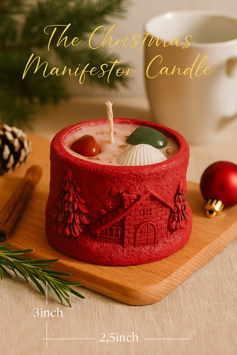 Christmas Manifestor Candle – Handcrafted Crystal Festive Candle