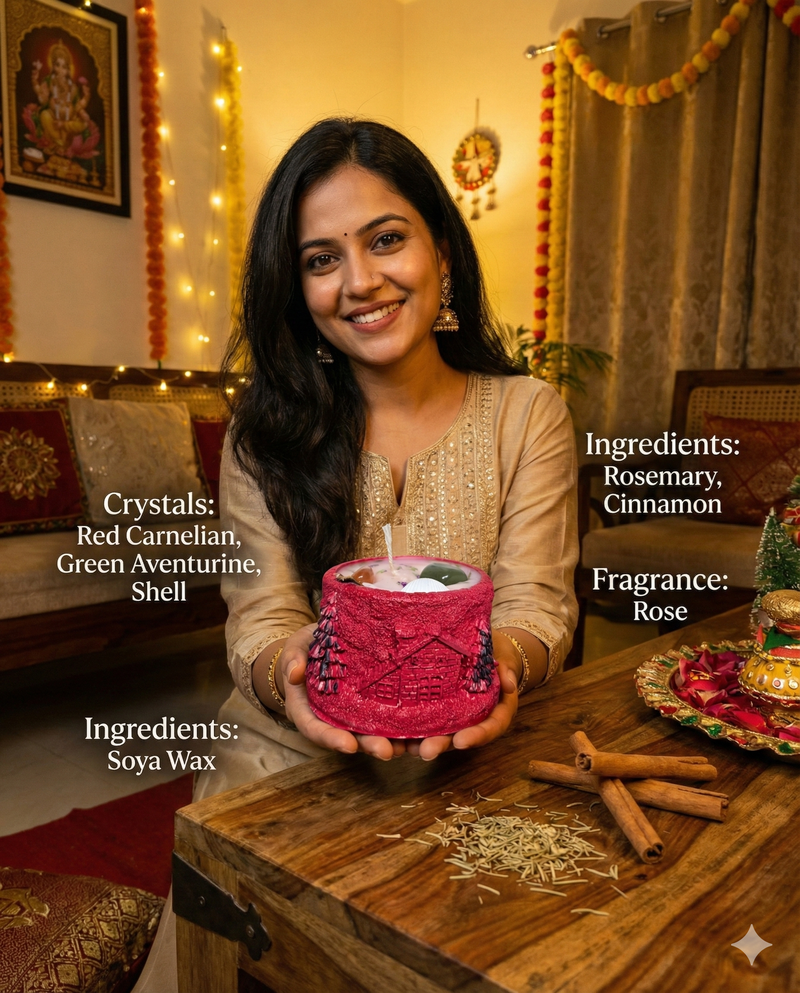 Christmas Manifestor Candle – Handcrafted Crystal Festive Candle