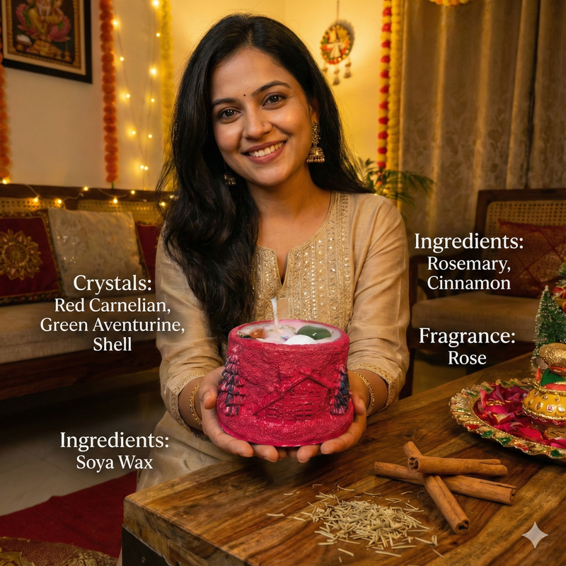 Christmas Manifestor Candle – Handcrafted Crystal Festive Candle