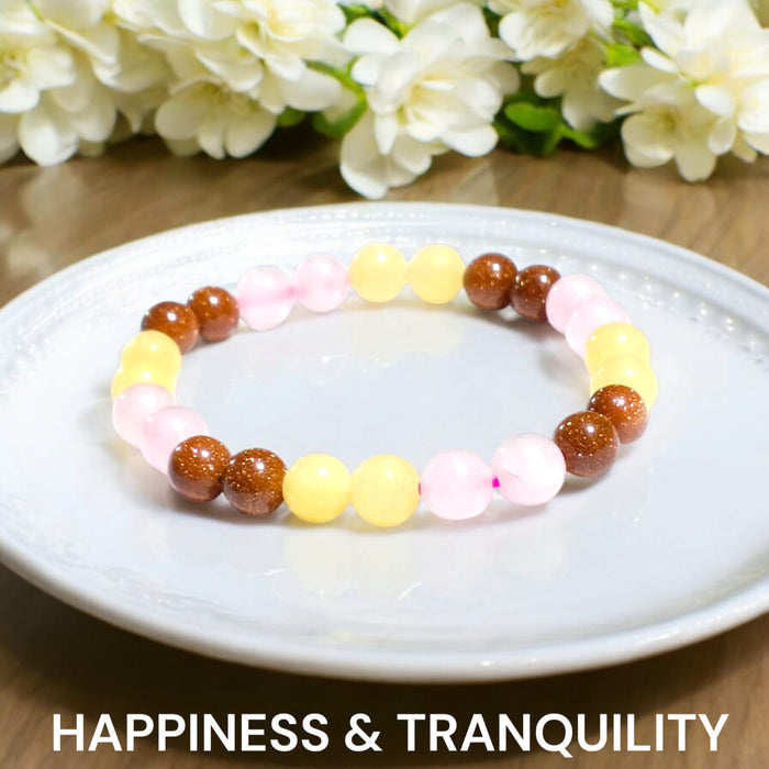 Happiness & Tranquility Gemstone Bracelet – Inner Peace & Balance