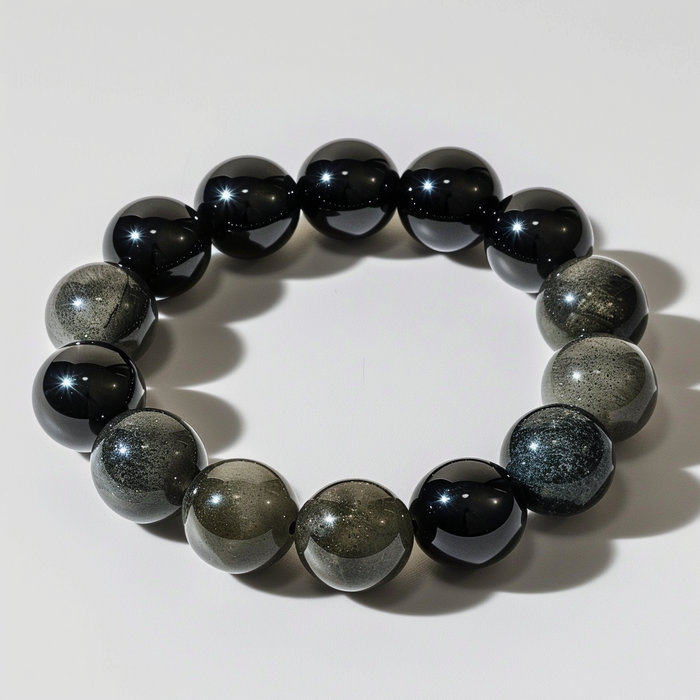 Pyrite and Black Obsidian Bracelet - Elegant Protection