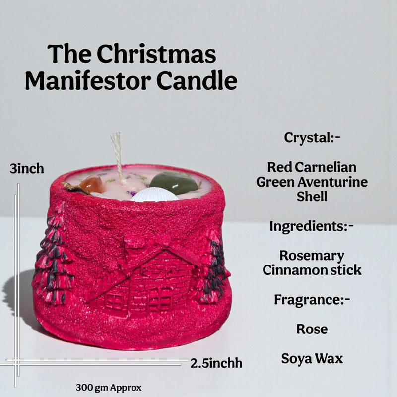 Christmas Manifestor Candle – Handcrafted Crystal Festive Candle