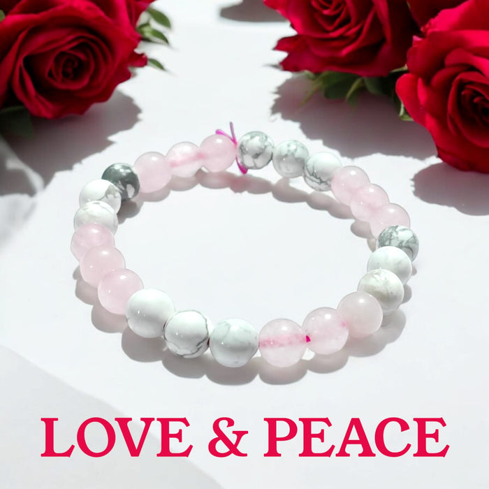 Rose Quartz & Howlite Bracelet | Love, Peace & Emotional Harmony 🌸