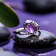 Adjustable Amethyst Kathaila Silver Ring - Saturn's Serenity | Brahmatells - BrahmatellsStore