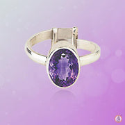 Adjustable Amethyst Kathaila Silver Ring - Saturn's Serenity | Brahmatells - BrahmatellsStore