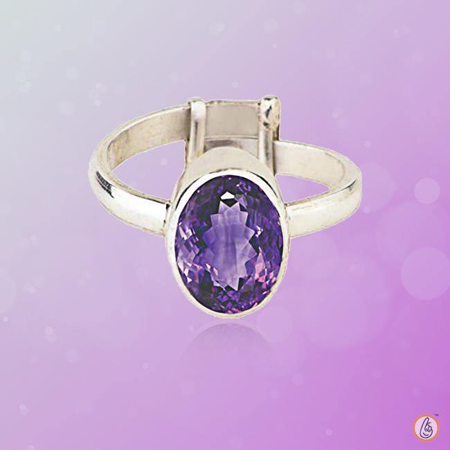 Adjustable Amethyst Kathaila Silver Ring - Saturn's Serenity | Brahmatells - BrahmatellsStore