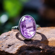 Adjustable Amethyst Kathaila Silver Ring - Saturn's Serenity | Brahmatells - BrahmatellsStore