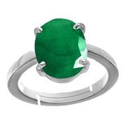 Adjustable Silver Emerald Oval-Yellow-Green Ring - Panna | Brahmatells - BrahmatellsStore