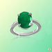 Adjustable Silver Emerald Oval-Yellow-Green Ring - Panna | Brahmatells - BrahmatellsStore