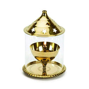 Akhand Diya with Borosilicate Glass (Brass Diya) (Golden ) - BrahmatellsStore