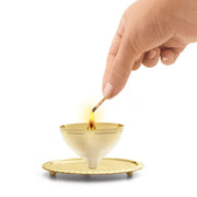 Akhand Diya with Borosilicate Glass (Brass Diya) (Golden ) - BrahmatellsStore