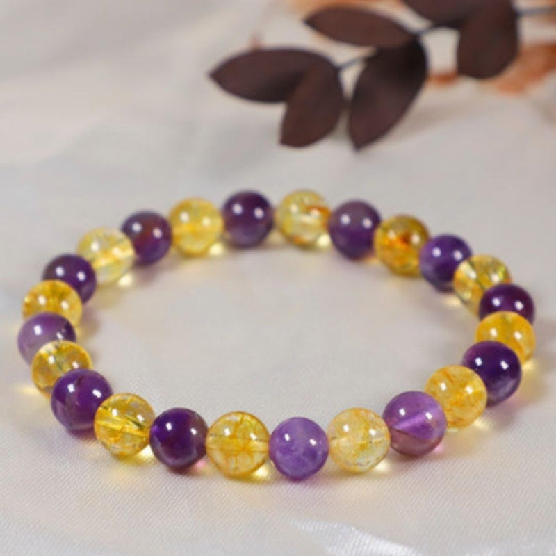 Amethyst & Citrine Healing Bracelet | Unisex Money Magnet Bracelet - BrahmatellsStore
