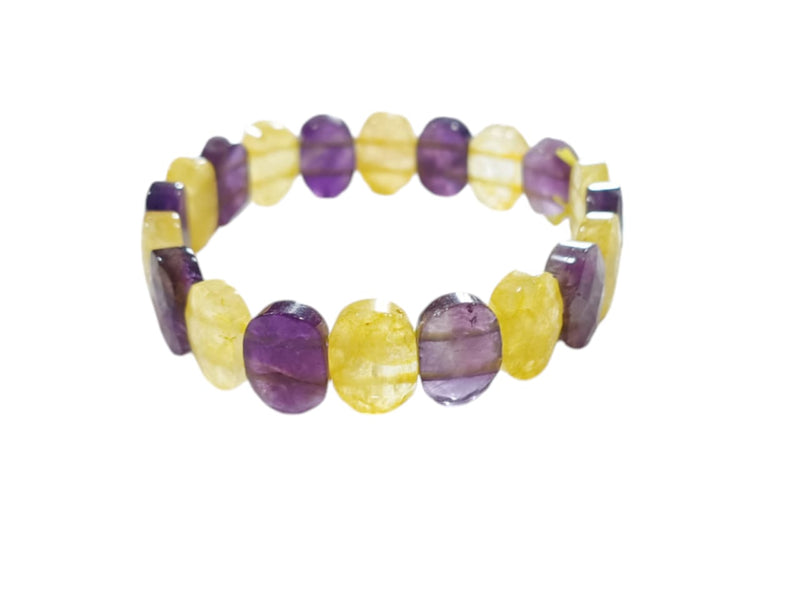 Amethyst & Citrine Oval Faceted Healing Bracelet | Brahmatells - BrahmatellsStore