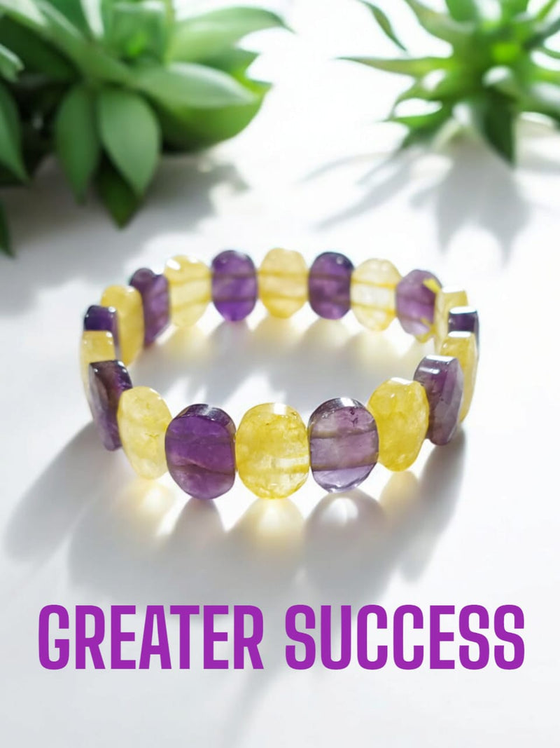 Amethyst & Citrine Oval Faceted Healing Bracelet | Brahmatells - BrahmatellsStore