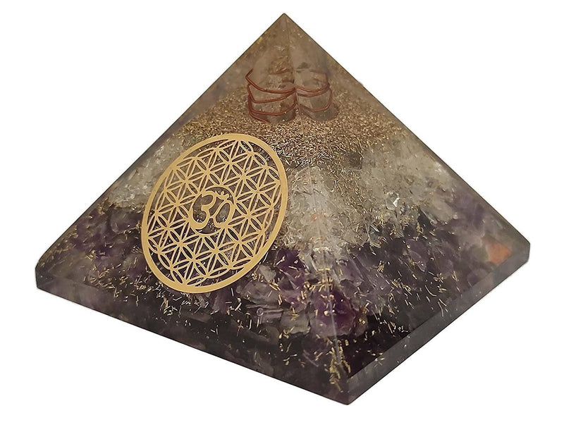 Amethyst & Clear Quartz Pyramid Yoga Meditation Crystal - BrahmatellsStore
