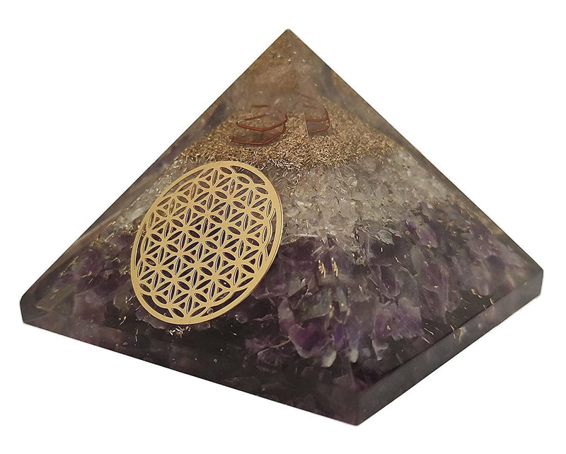 Amethyst & Clear Quartz Pyramid Yoga Meditation Crystal - BrahmatellsStore