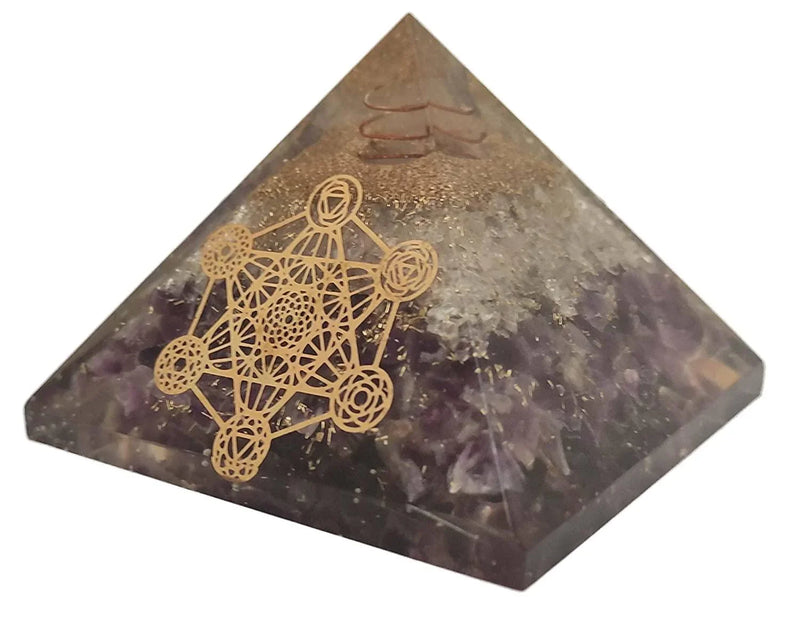 Amethyst & Clear Quartz Pyramid Yoga Meditation Crystal - BrahmatellsStore