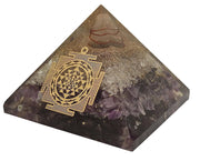 Amethyst & Clear Quartz Pyramid Yoga Meditation Crystal - BrahmatellsStore