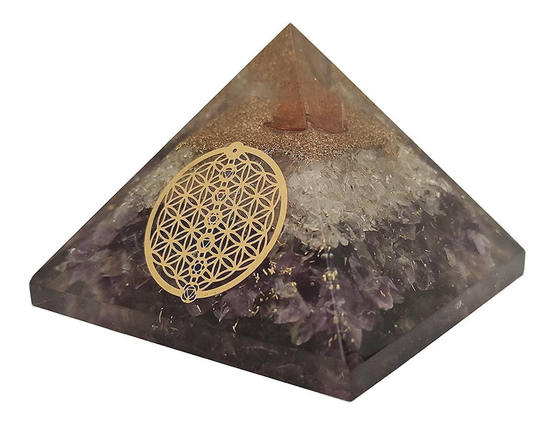 Amethyst & Clear Quartz Pyramid Yoga Meditation Crystal - BrahmatellsStore