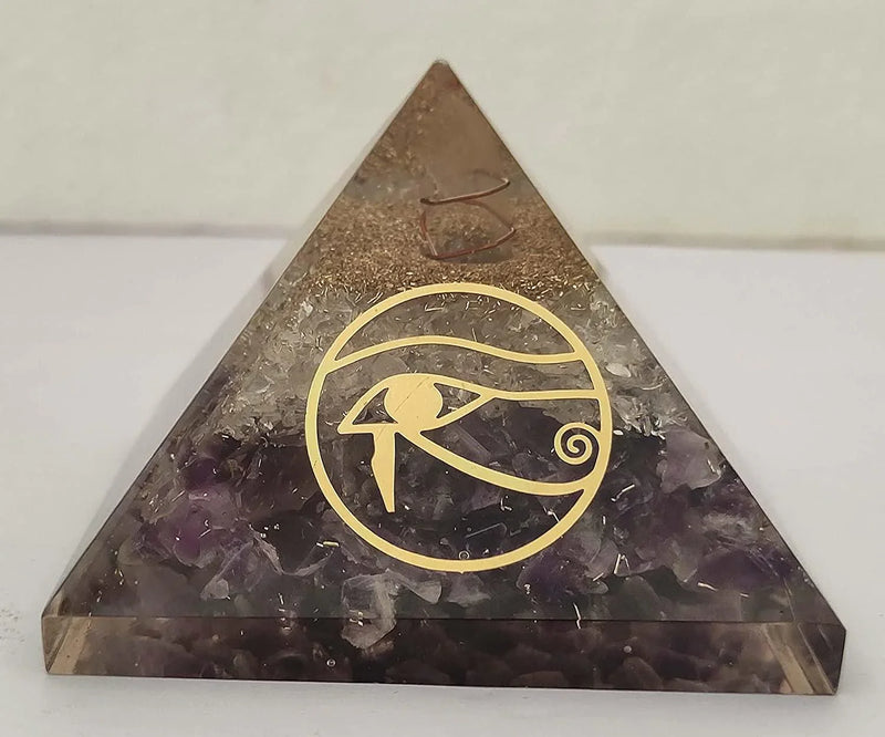 Amethyst & Clear Quartz Pyramid Yoga Meditation Crystal - BrahmatellsStore