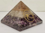 Amethyst & Clear Quartz Pyramid Yoga Meditation Crystal - BrahmatellsStore