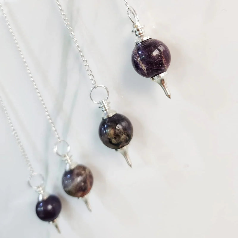 Amethyst Crystal Ball Pendulum for Dowsing & Healing | Brahmatells - BrahmatellsStore