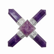 Amethyst Generator Reiki Energy Generator Pyramid,4 Point Amethyst Energy Generator,Energy Generator Tool with Pyramid,Amethyst Pyramid with Four Pencil Energy Generato - BrahmatellsStore