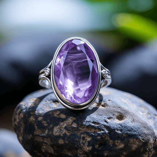 Amethyst Kathaila Oval Ring - Saturn's Serenity Stone | Brahmatells - BrahmatellsStore