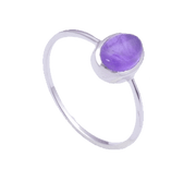 Amethyst Kathaila Oval Silver Ring - Saturn's Serene Jewel | Brahmatells - BrahmatellsStore
